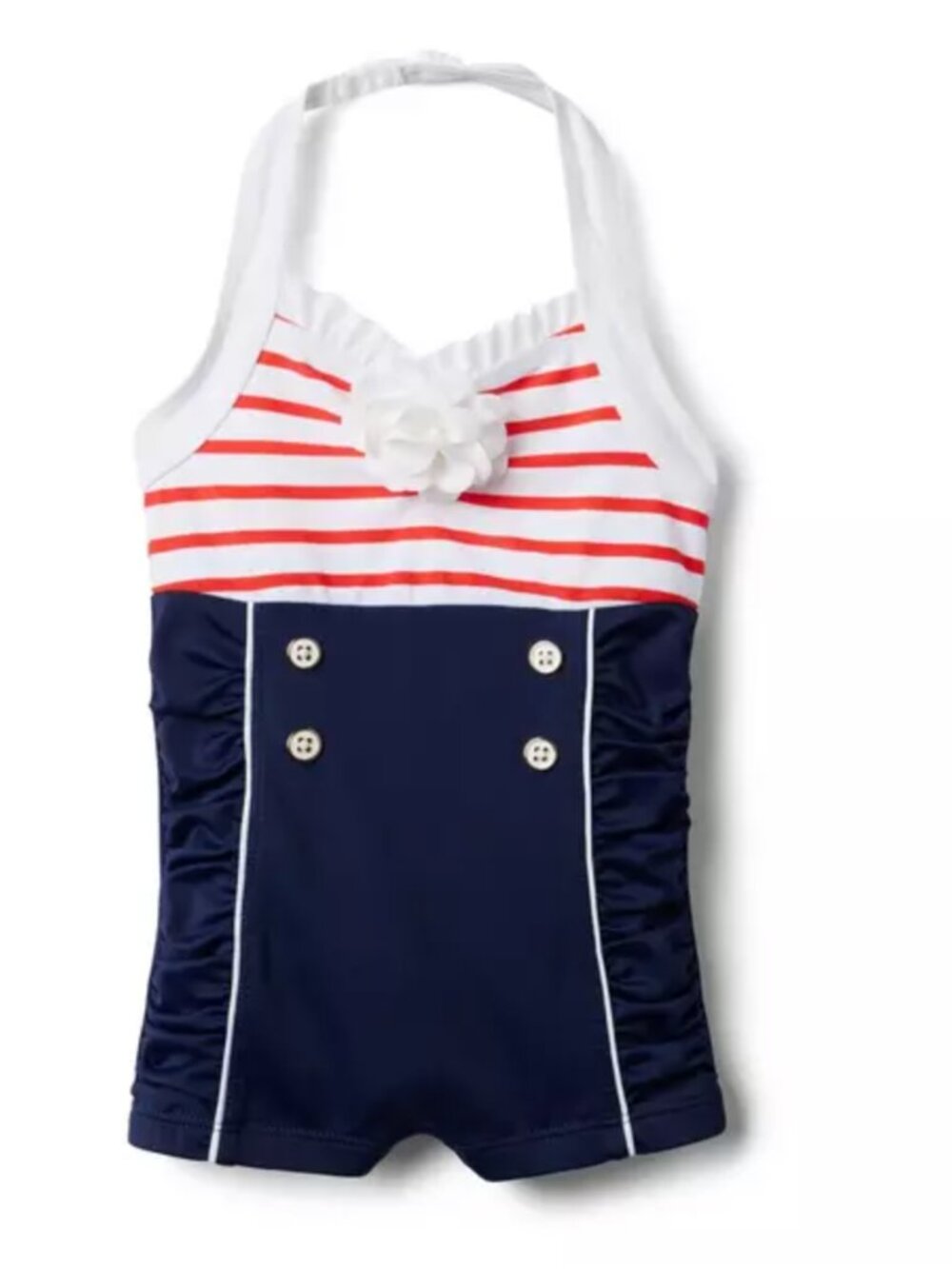 Janie and Jack Colorblocked Striped Halter Swimsuit Red White & Blue